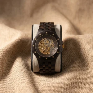 Mens High Quality Men’s Japanese Luxury Skeleton Automatic Wood Watch Mechanical Wooden Watches
