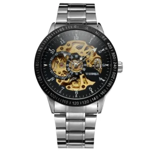 Men’s Hollow Round Automatic High-end Business Casual Fashion Alloy Waterproof Mechanical Watch