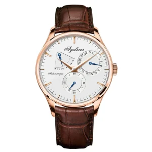 Men’s Kinetic Display Formal Automatic Mechanical Watch with Stainless Steel Leather Strap