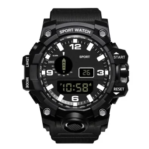 Men’s LED Digital Sport Watch Multifunction Fitness Electronic Chronograph 40mm Hand Dial Display Alarm