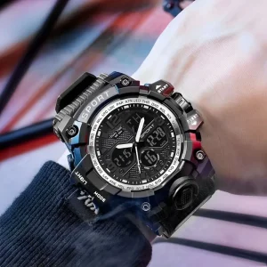 Men’s LED Digital Sports Watch Chronograph Business Fitness Electronic Multifunctional Fashion Watch Silicone Strap
