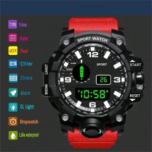 Men’s LED Digital Stainless Steel Sports Watch Chronograph Business Fitness Cartoon Antique Water Resistant Multifunction Coin