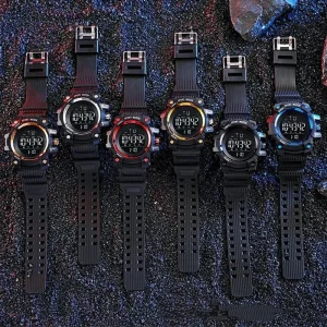 Men’s Large Dial Electronic Plastic Watch Multifunctional Sports Watch