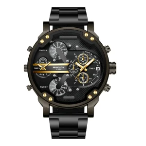 Men’s Large Dial Stainless Steel Analogue Quartz Sport Watch Durable Movement