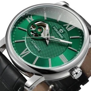 Men’s Leather Analog Mechanical Automatic Watch with Luminous Dial Luxury Style OEM