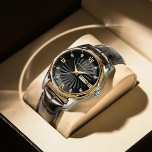 Men’s Leather Sports Wrist Watch Calendar Quartz Pointer Fashion Business