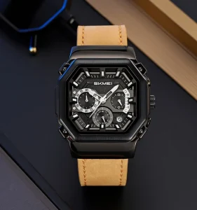 Men’s Leather Watch Silica Gel Zinc Alloy 3BAR Water Resistant Quartz Luxury Sport Fashion Watch Stopwatch Date