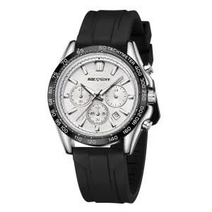 Men’s Leisure Luxury Watch 30m Waterproof Multi-functional Timing Super Luminous Watch Silicone Strap