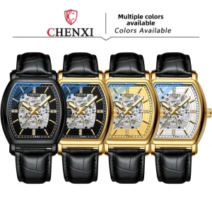 Men’s Luminous Hand Tonneau Skeleton Automatic Watch Business Mechanical Watch