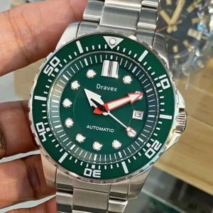 Men’s Luxury Analog Automatic Watch Green Stainless Steel Waterproof Watch Bands 43mm Luminous Casual Design