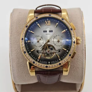 Men’s Luxury Automatic Mechanical Watch Multi Function Auto Date Day Diamond Bezel Dial Stainless Steel Wristwatch