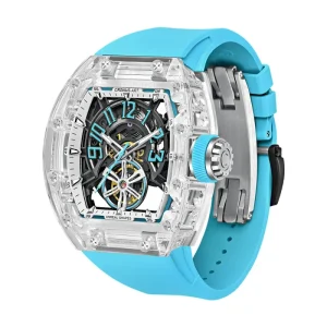 Men’s Luxury Automatic Mechanical Watch With Turbillion 3D Skeleton Dial Feature Rubber Band Custom Logo Option