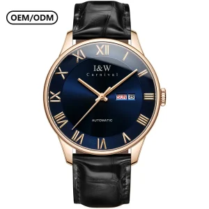 Men’s Luxury Automatic Watch 41mm Stainless Steel Case Blue Dial Tourbillon Italian Leather Strap Mechanical Watch