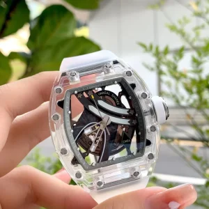 Men’s Luxury Crystal Tonneau Mechanical Watch Skeletonized Sapphire Crystal Glass With Luminous Hands Original Watch