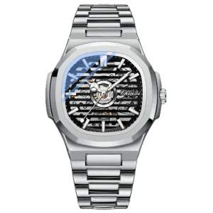 Men’s Luxury Fashion Automatic Watch with Stainless Steel Strap Luminous Waterproof Mechanical Watch