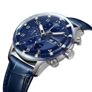 Men’s Luxury Fashion Business Multi Functional Automatic Mechanical Hangzhou Watch Luminous Leather Strap Sapphire Crystal Dial