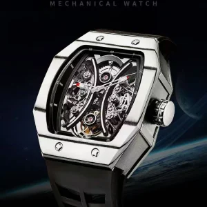 Men’s Luxury Fashion Mechanical Watch Flying Tourbillon Movement Stainless Steel Case Water Resistant 30m High Quality 25mm