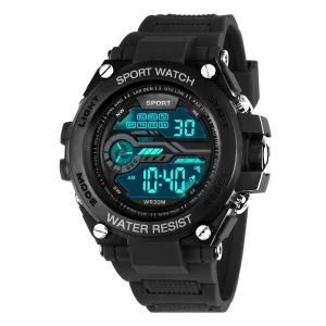 Men’s Luxury Fashion Style LED Luminous Waterproof Digital Rubber Sports Watch 45mm Dial