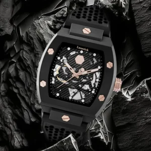 Men’s Luxury Fashion Trend Open-Back Ceramic Case 44mm Sapphire Crystal Dial Waterproof Silicone Band Sports Mechanical Watch