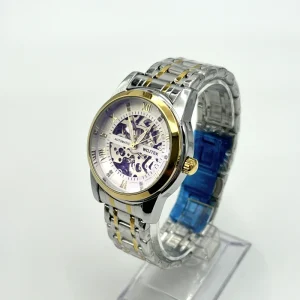 Men’s Luxury Gold Hollow Automatic Mechanical Watch Self-Winding Formal Shiny Stainless Steel Waterproof Watch