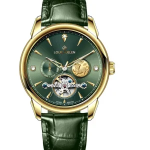 Mens Luxury Luminous Tourbillon Fully Automatic Mechanical Watch Calendar Stainless Steel Alloy Imperial Water Resistant