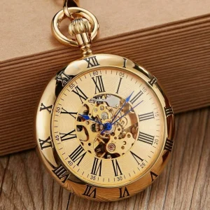 Men’s Luxury Mechanical Pocket Watches Vintage 40mm Dial Antique with Zinc Alloy Strap Relojes De Bolsillo Montre De Poche 24mm