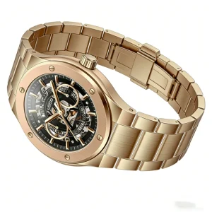 Men’s Luxury Mechanical Watch Stainless Steel Case and Bracelet Hollow Dial Water Resistant Mineral Glass