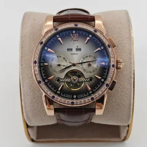 Men’s Luxury Mechanical Wristwatch Automatic Date Day Glass Back Stainless Steel Diamond Bezel Dial Watch