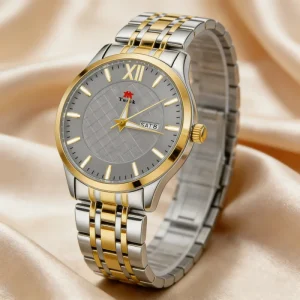 Men’s Luxury Quartz Sports Watch Analog Unique Design Stainless Steel Strap Water-Resistant Charm Business