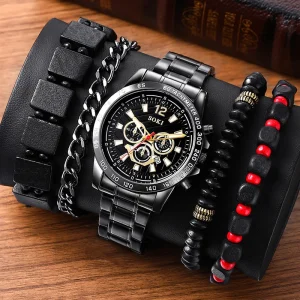 Men’s Luxury Quartz Sports Watch with Round Case Calendar Feature for Students
