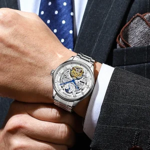 Men’s Luxury Simple Coin Business Quartz Analog Watch 30M Waterproof Stainless Steel Alloy Case & Band