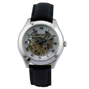 Men’s Luxury Skeleton Mechanical Digital Watch Genuine Leather Strap Stainless Steel Case Sapphire Crystal 5ATM