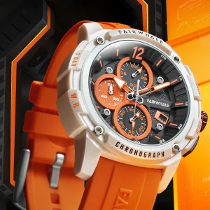 Men’s Luxury Sport Chronograph Fashion Watch Shock Resin Case Strap Quartz