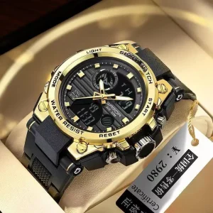 Men’s Luxury Sport Fashion Watch LED Digital Clock 50mm Dial TPU Plastic Case Mineral Glass 10m Water Resistant