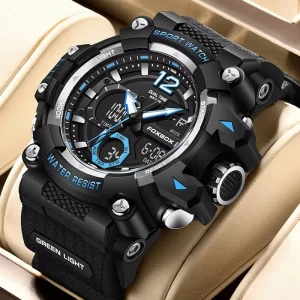Men’s Luxury Sport Watch 50m Waterproof Quartz Digital Alarm Chronograph Plastic Case Silicone Band