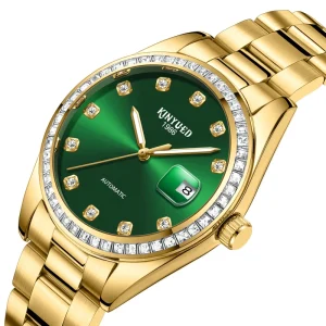 Men’s Luxury Sport Watch Diamond Design Stainless Steel Band 20mm Width 40mm Dial Automatic Day Date Pointer Water Resistant