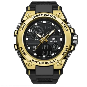 Men’s Waterproof Unisex Digital Wrist Watch Colorful Analog Digital Alarm Gold Sports Style 5ATM