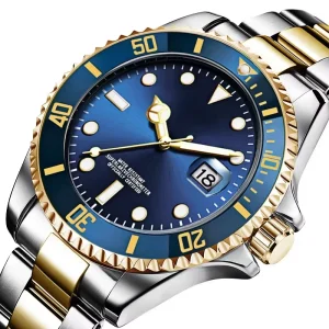 Men’s Luxury Stainless Steel Analog Quartz Watch 40mm Waterproof Alloy Case 20mm Band Width Antique Crystal Pointer