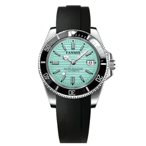 Men’s Luxury Stainless Steel Diver Watch with Pointer Dial Sapphire Crystal Mechanical Movement Custom Logo Silicone Strap
