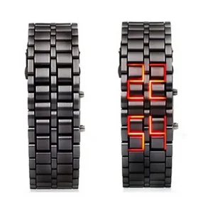Men’s Luxury Stainless Steel Wrist Watch with LED Digital Display Creative Fashionable Design for Business Use