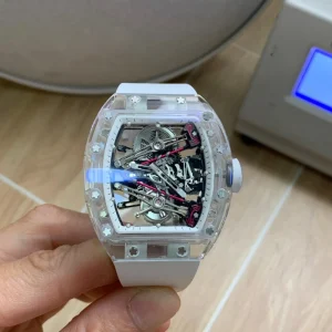 Men’s Luxury Tourbillon Watch White Carbon Skeleton Mechanical Watch Designer Watch