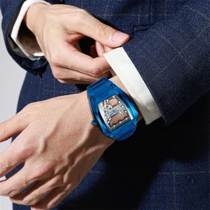Men’s Luxury Watch Transparent Design Automatic Mechanical Waterproof with Custom Logo Option