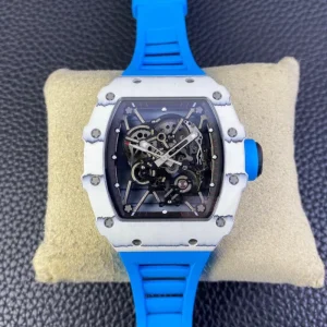 Men’s Luxury White Carbon Skeleton Dial Manual Mechanical Watch