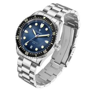 Men’s Mechanical Auto Movement Stainless Steel Watch 40mm Dial Arabic Numerals Calendar Mineral Glass Waterproof