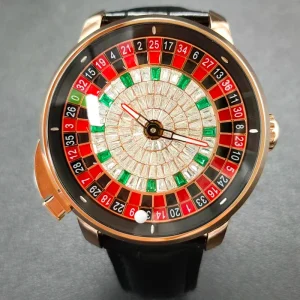 Men’s Mechanical Automatic Watch 46mm Analog Stainless Steel Crocodile Band Casino Gambling Disk Design NH35 Movement