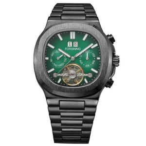 Men’s Mechanical Automatic Watch Stainless Steel Band Tourbillon Waterproof Hollow Out Business Charm Watch Blue OEM 40mm