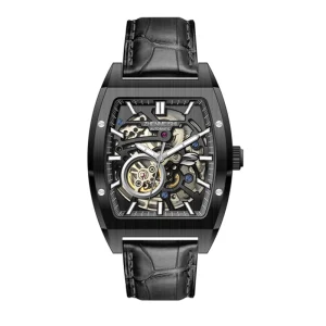 Men’s Mechanical Skeleton Stainless Steel Automatic Sport Water Resistant Watch with Pointer Dial