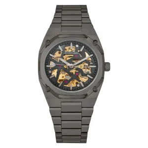 Men’s Mechanical Skeleton Stainless Steel Waterproof Automatic Self-Winding Watch Luxury X Dial