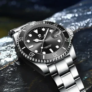 Men’s Mechanical Stainless Steel Watch Luminous Analog Dial Water resistant 30M Calendar Function