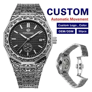 Men’s Mechanical Steel Band Automatic Movement Dial Display Analog Watch